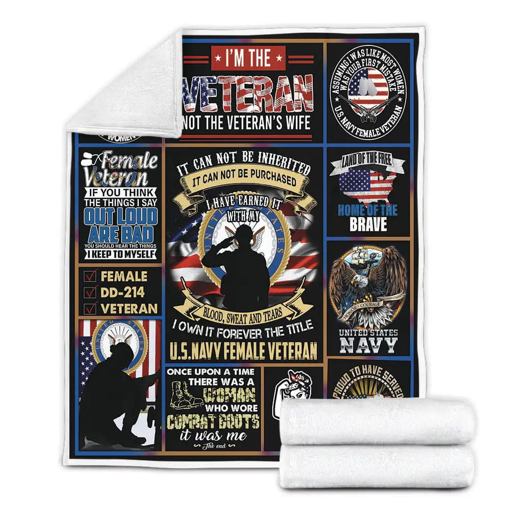 U.S. Navy Women Veterans Fleece Blanket Gift For Birthday Halloween Christmas