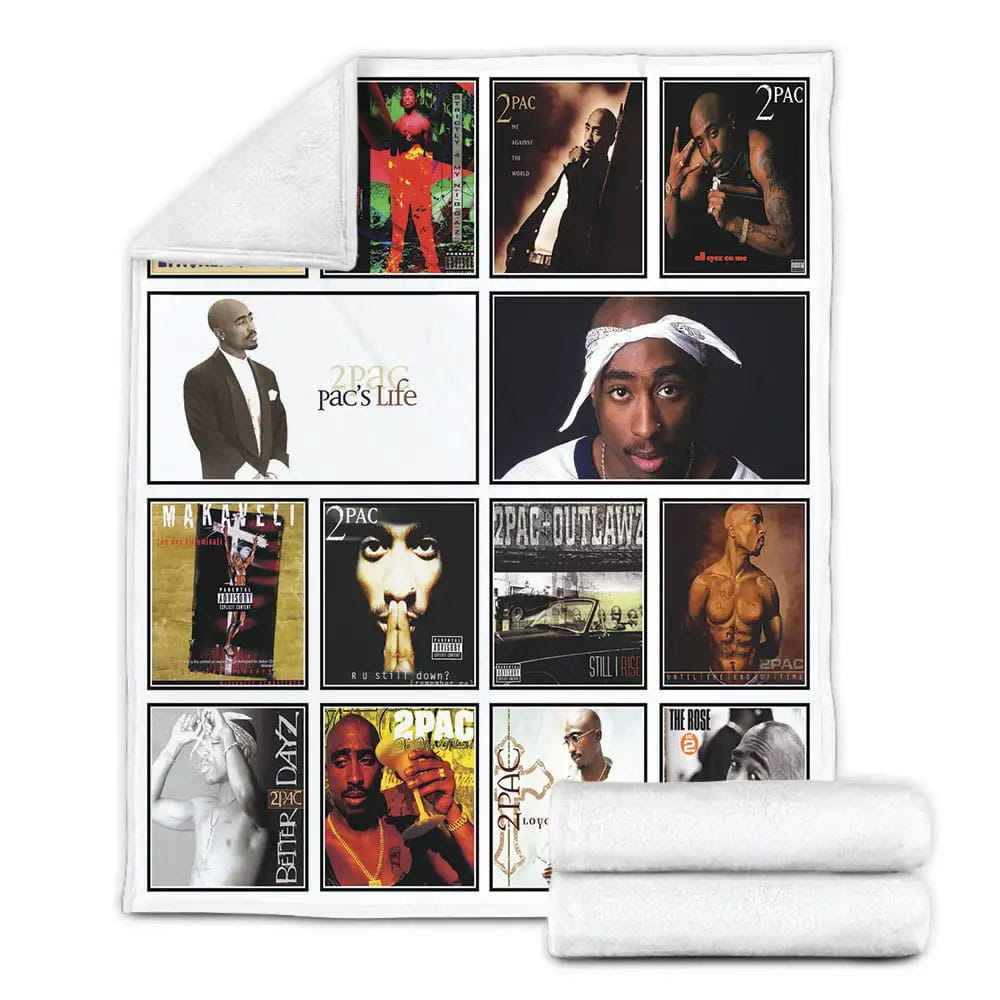 Tupac Shakur Album Covers Fleece Blanket 