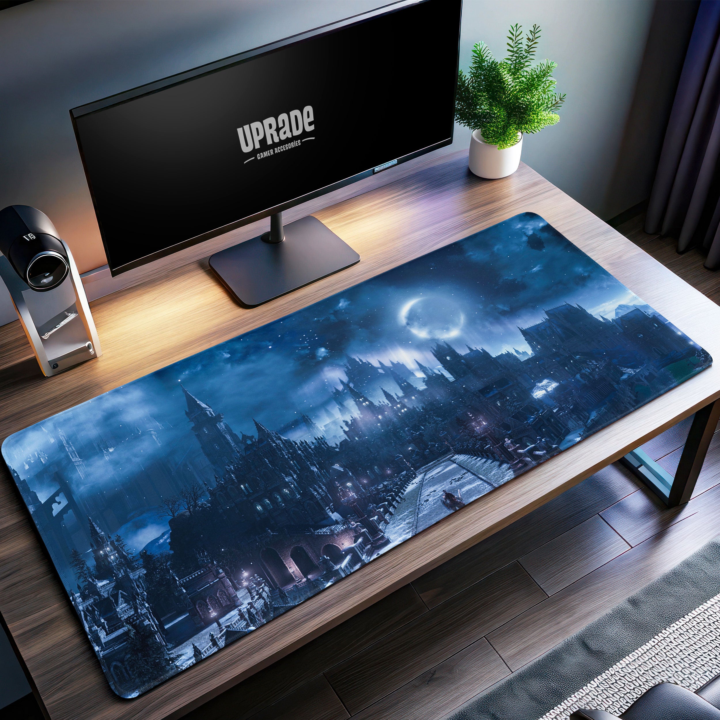 Allleftout Dark Souls Moonlit City Desk Mat, Gothic Fantasy Mouse Pad