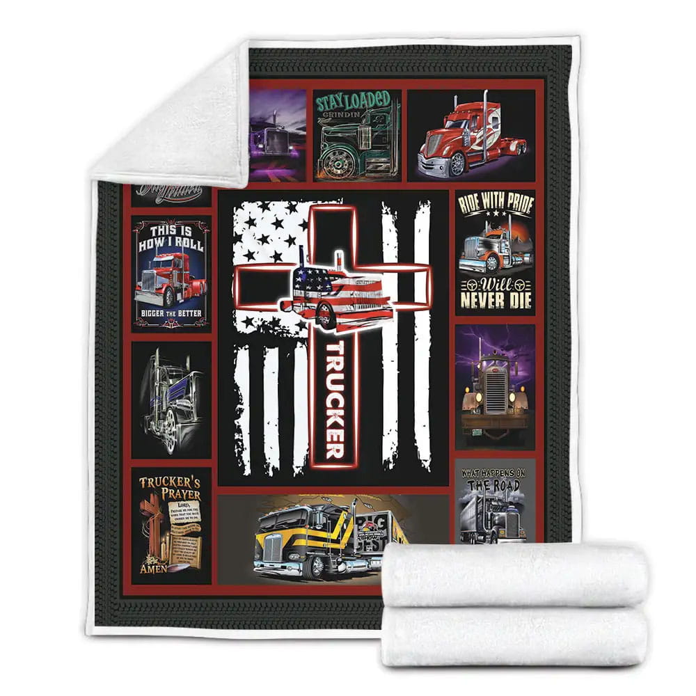 Trucker Fleece Blanket Gift For Wife Husband