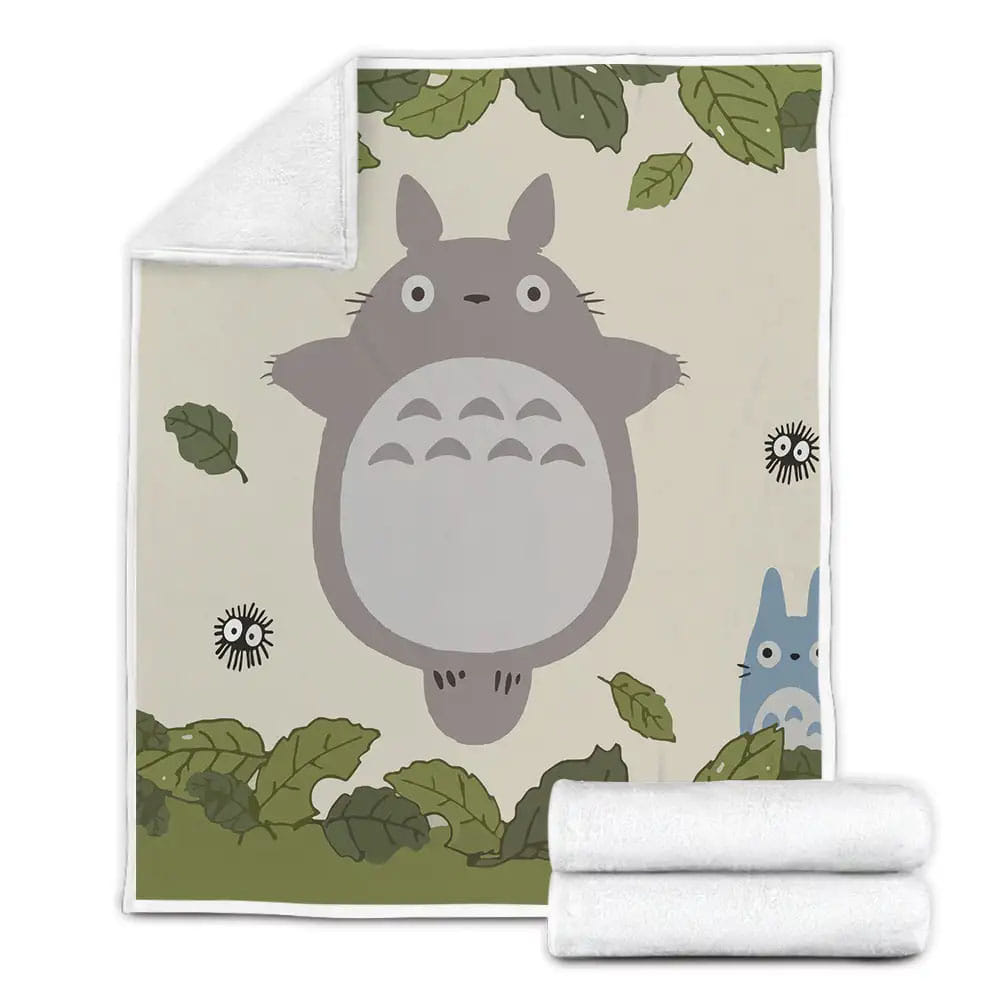 Totoro Leaf Fleece Blanket Gift For Wife Husband
