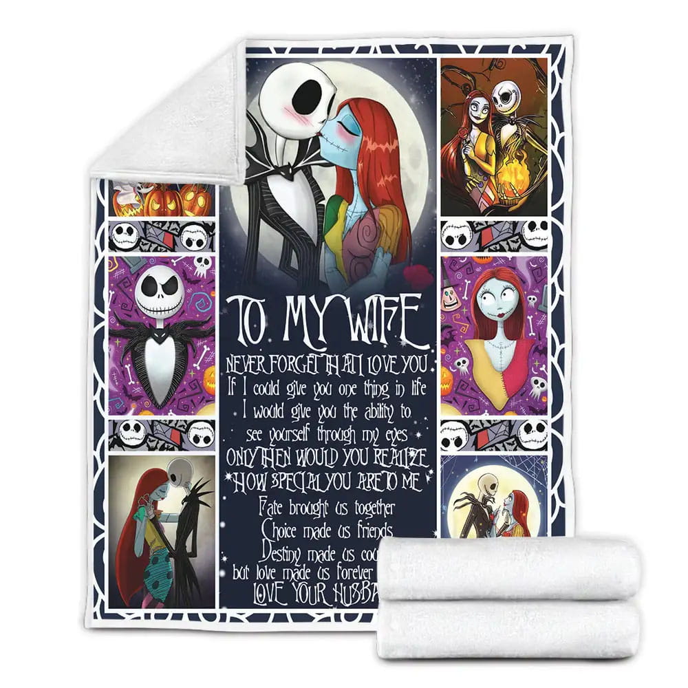 Petmytshirt To My Wife The Nightmare Before Christmas Fleece Blanket Gift For Mothers Day Fathers Day