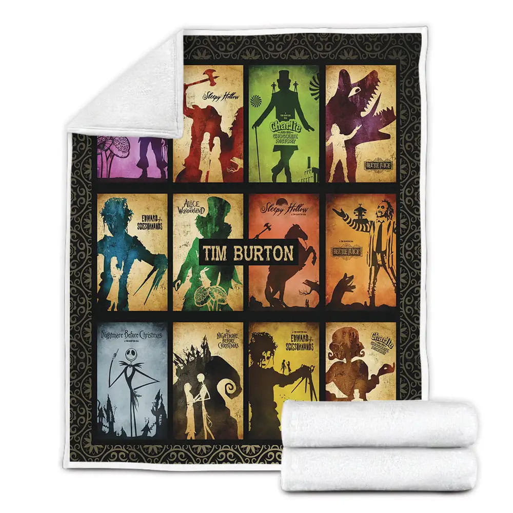 Tim Burton Movies Fleece Blanket Gift For Wife Husband