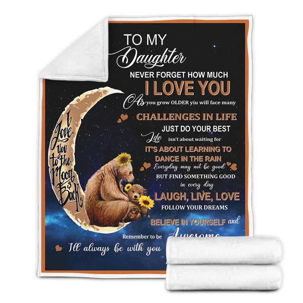 Petmytshirt To My Daughter From Mom Bear Fleece Blanket Gift For Birthday Halloween Christmas