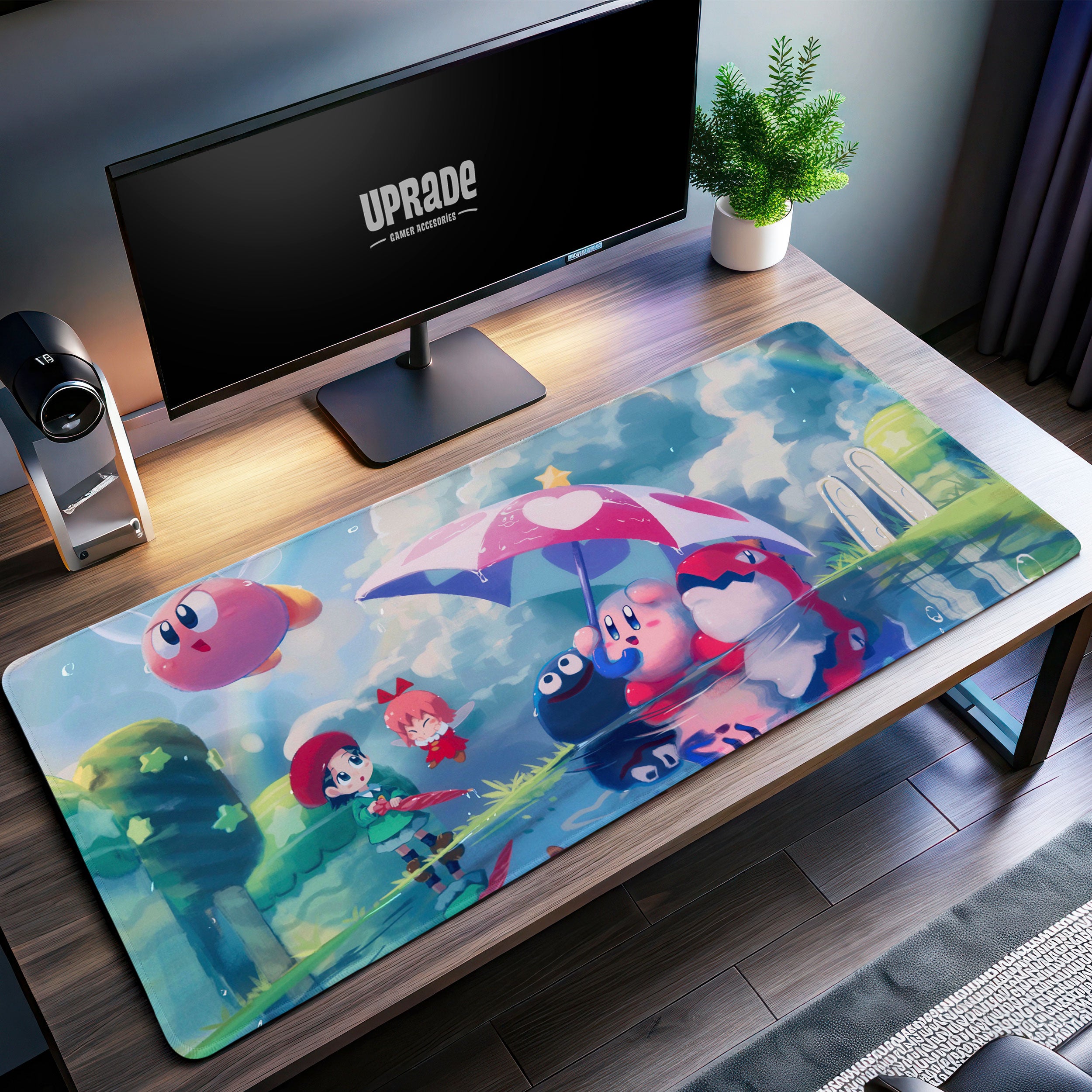 Allleftout Kirby Rainy Day Desk Mat, Umbrella Adventure Mouse Pad