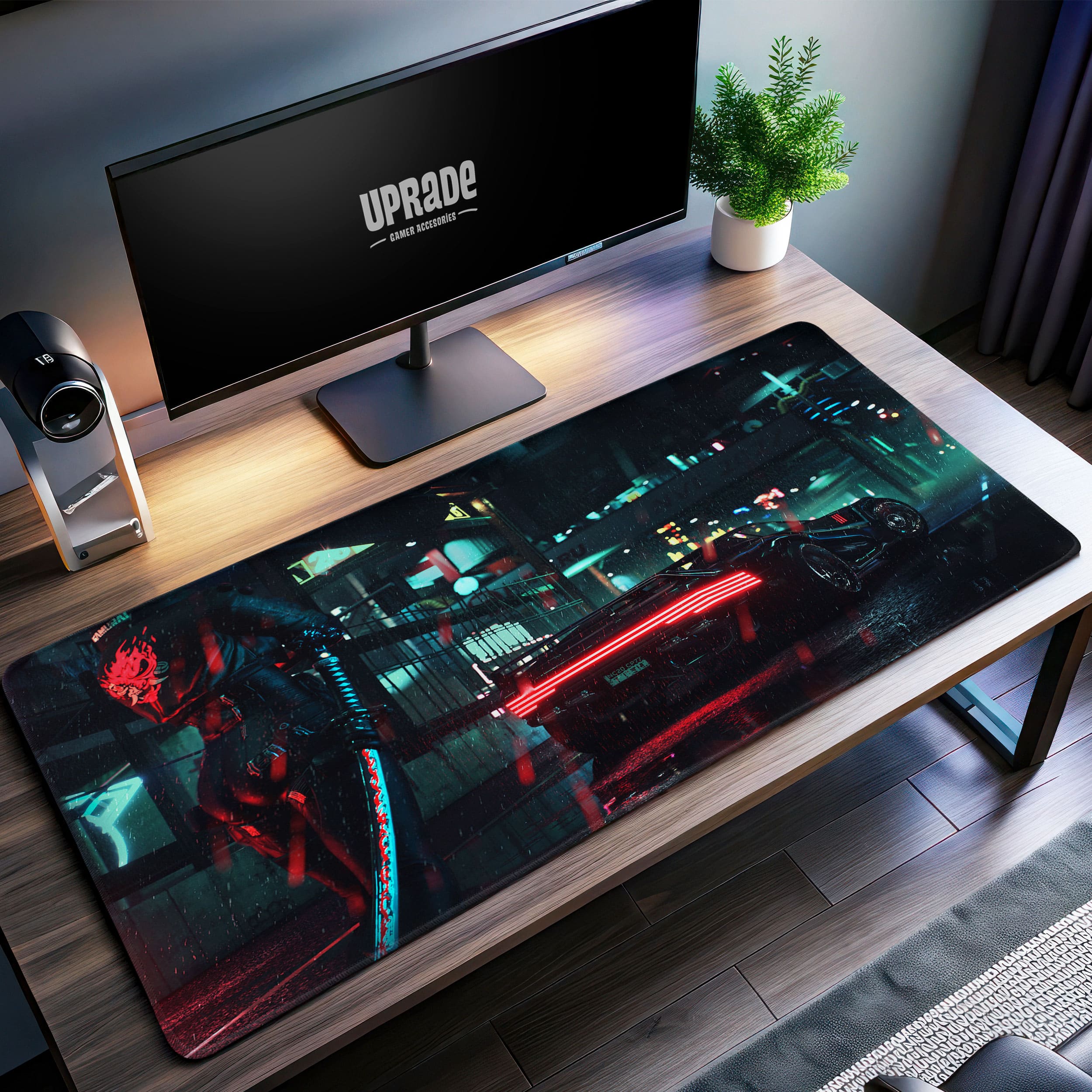 Allleftout Samurai Blade Desk Mat, Cyberpunk Gaming Mouse Pad
