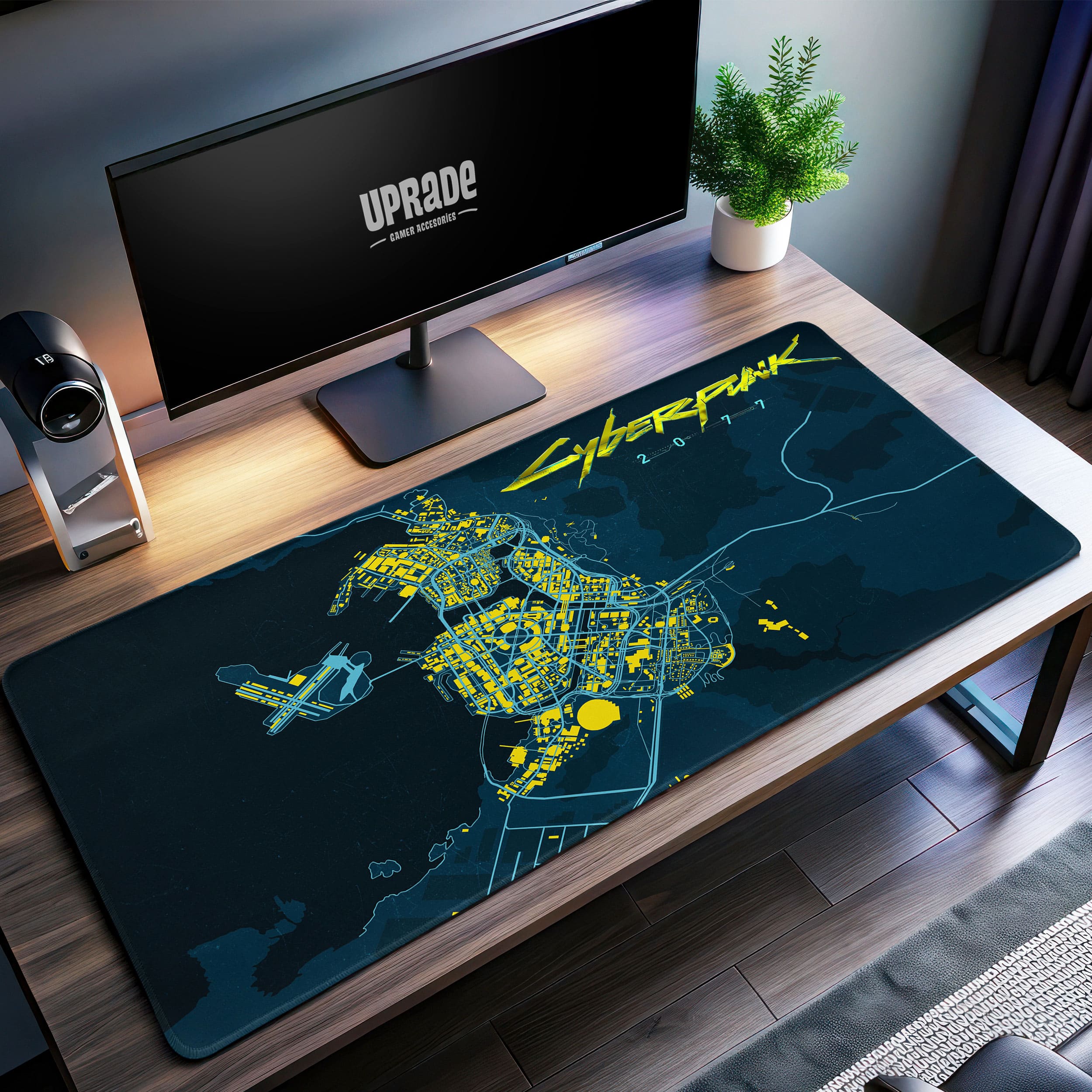 Allleftout Night City Map Desk Mat, Cyberpunk Gaming Mouse Pad