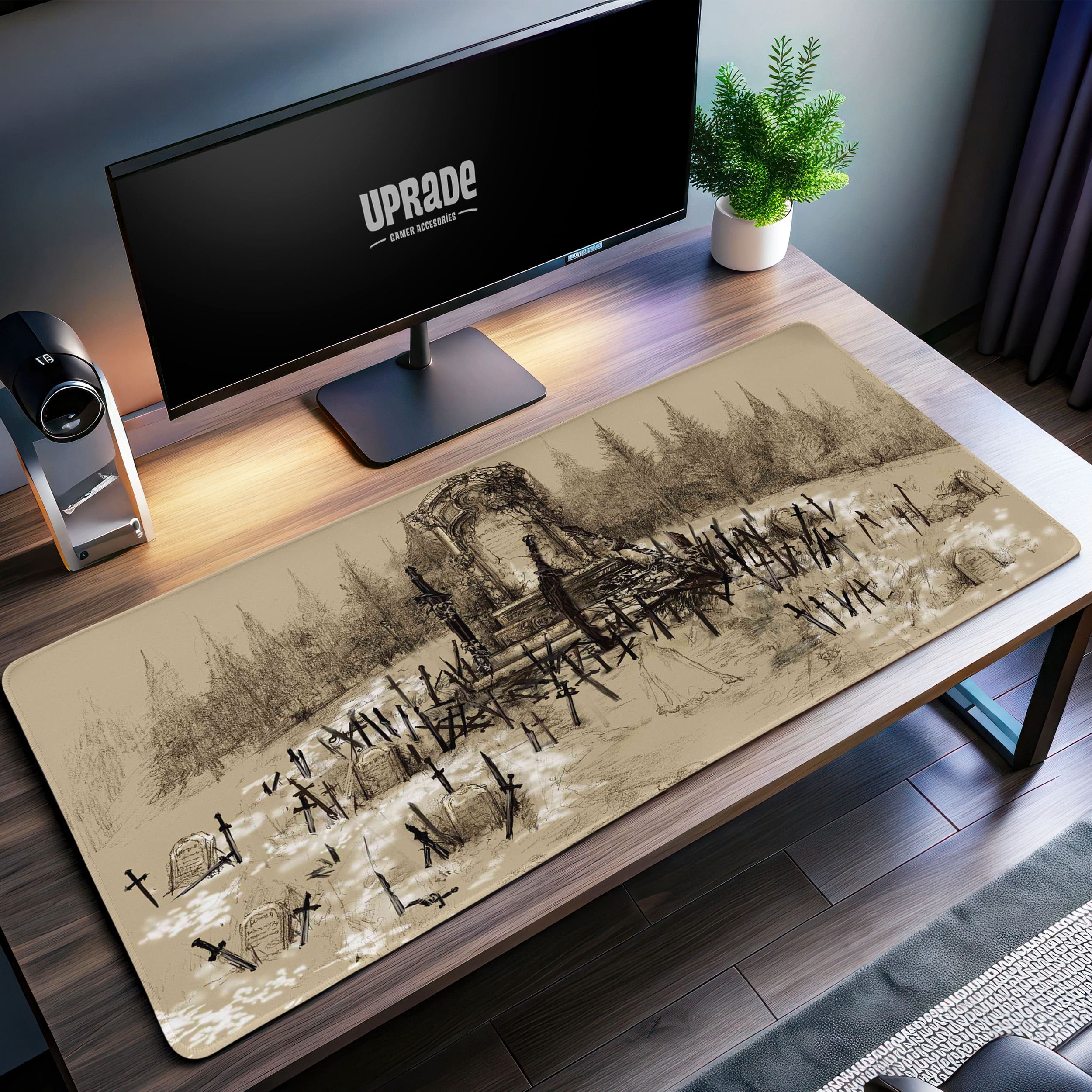 Allleftout Graveyard Of Swords Desk Mat, Dark Souls Artwork Mouse Pad