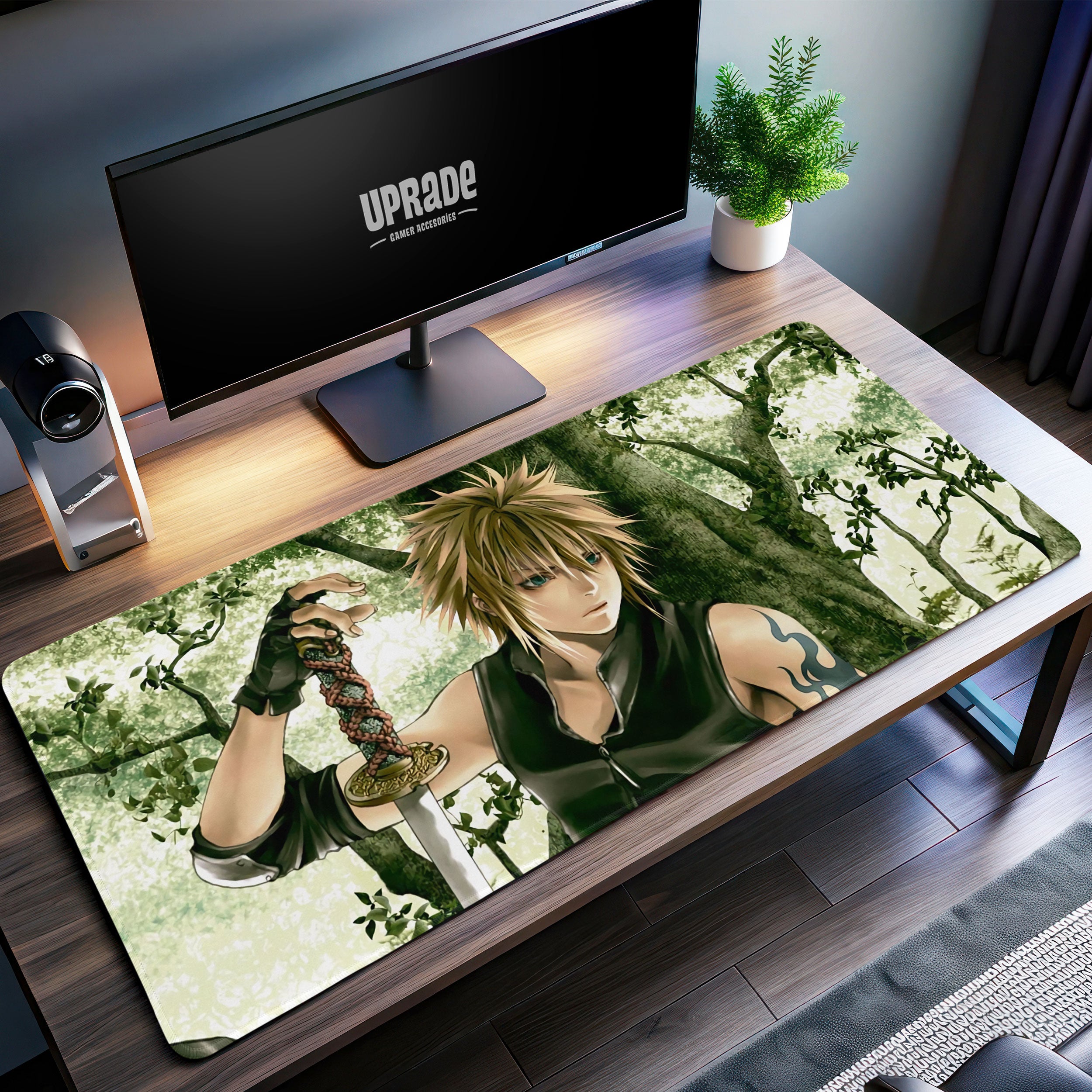 Allleftout Final Fantasy Cloud Strife Forest Desk Mat, Fantasy Gaming Mouse Pad