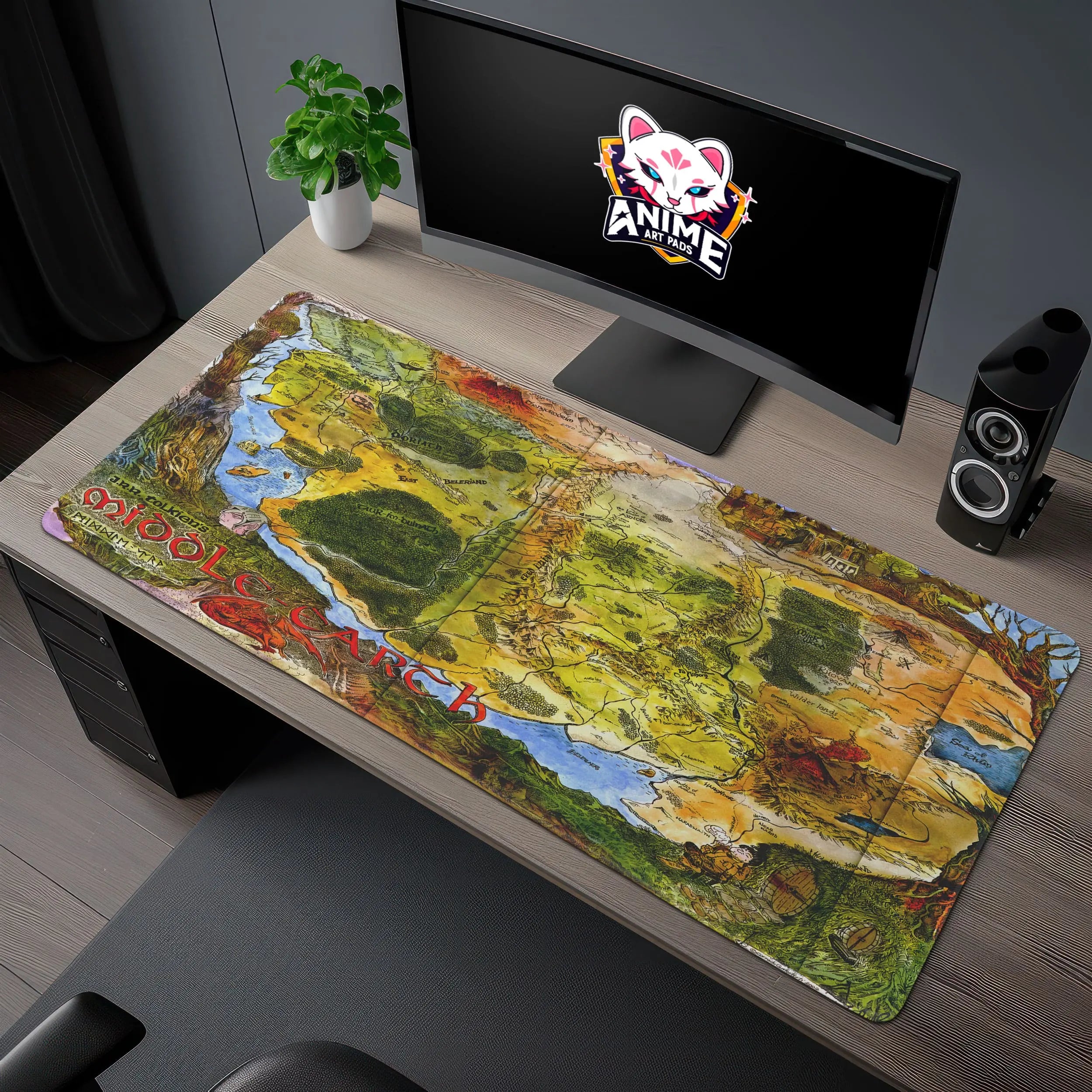 Allleftout Middle-Earth Map Desk Mat, Tolkien Mouse Pad