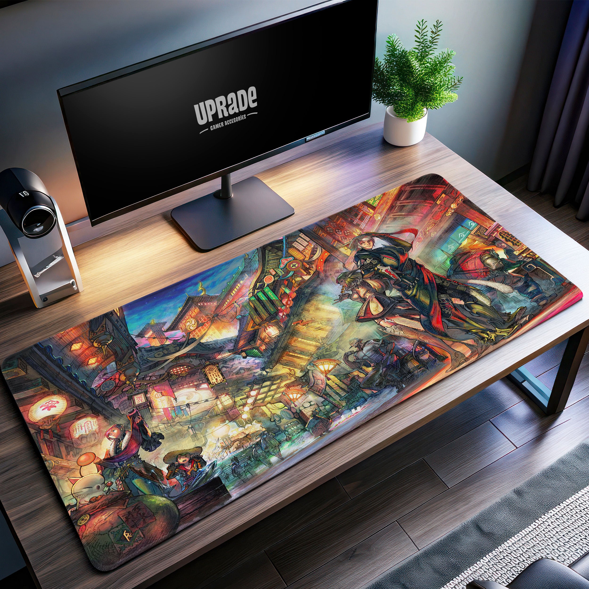 Allleftout Final Fantasy Night Market Desk Mat, Samurai Mouse Pad