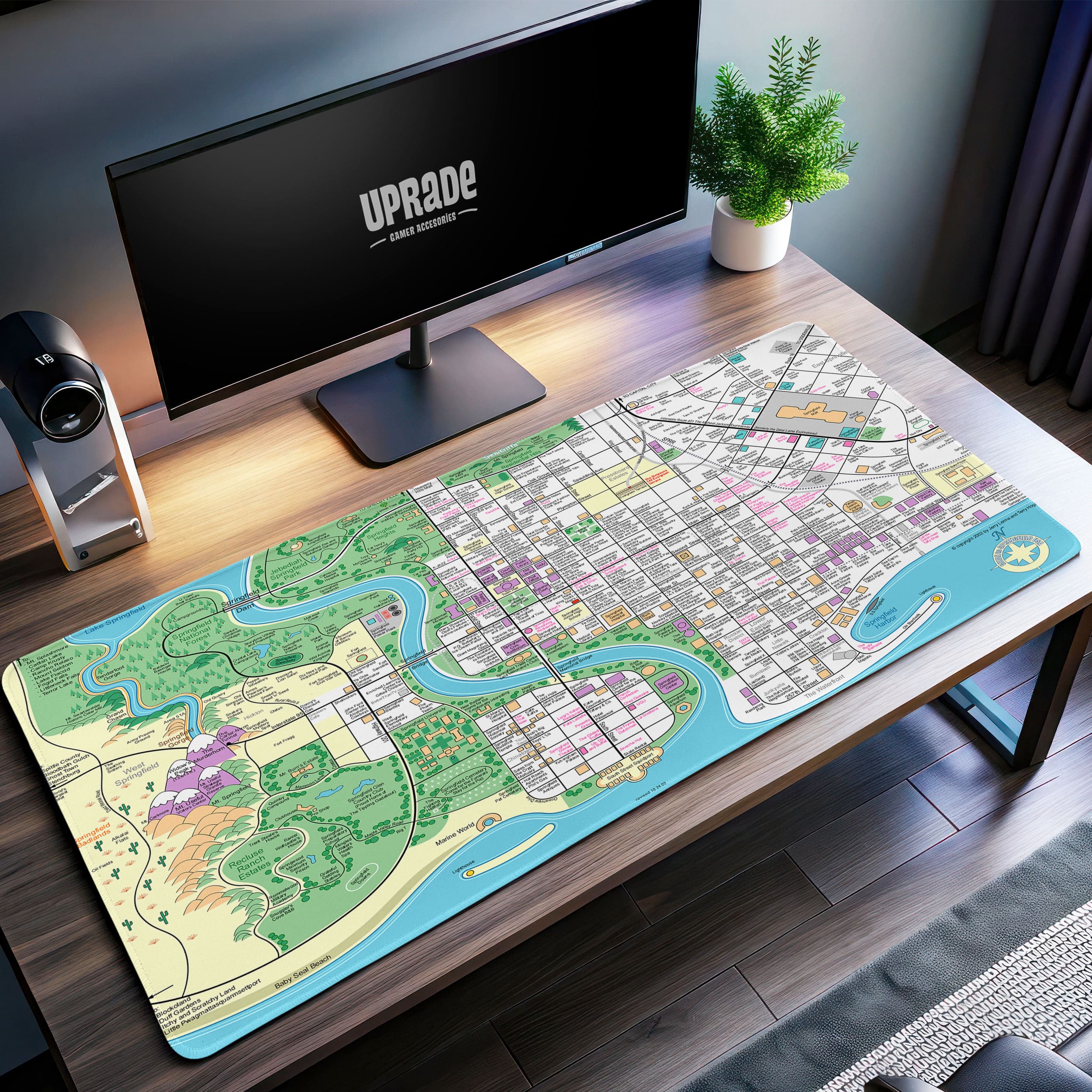 Allleftout Springfield Map Desk Mat, Simpsons City Mouse Pad