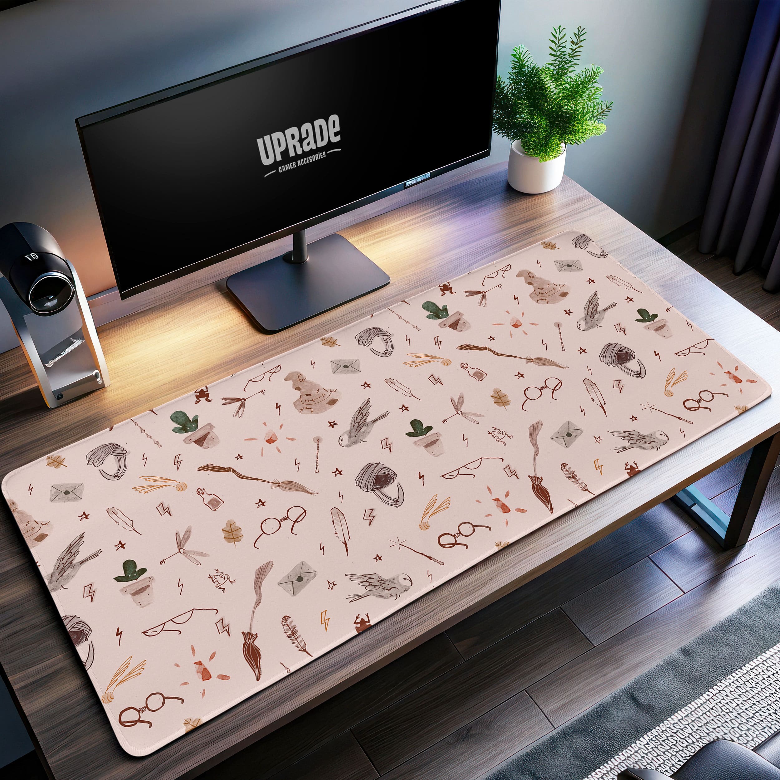 Allleftout Harry Potter Icon Pattern Desk Mat, Wizarding Essentials Mouse Pad