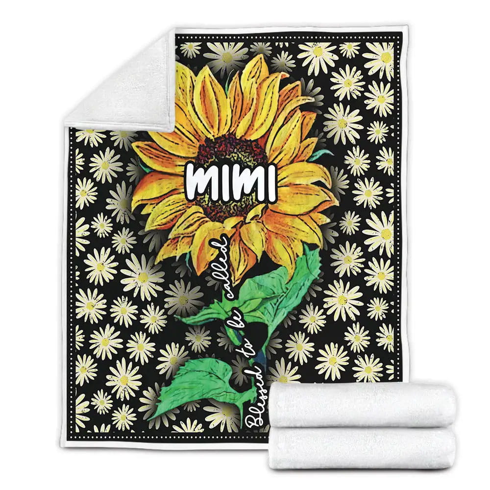 Petmytshirt Sunflower Blessed To Be Called Mimi Fleece Blanket Gift For Mothers Day Fathers Day