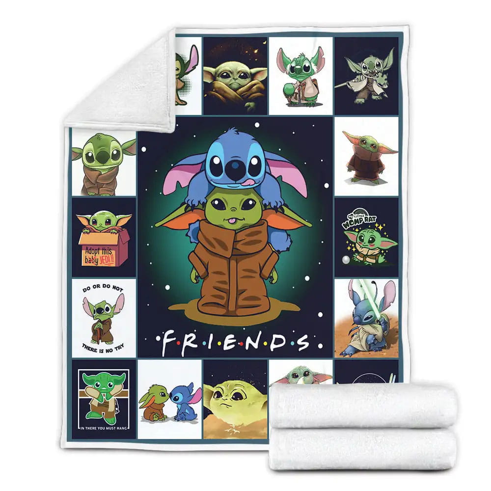 Stitch And Yoda Fleece Blanket Gift For Besties
