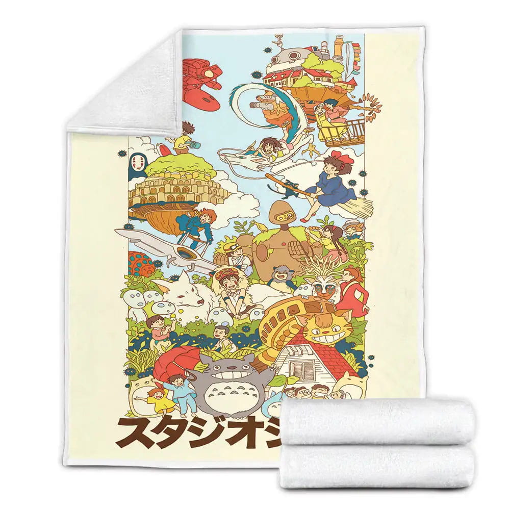 Studio Ghibli Fleece Blanket Gift For Wife Husband