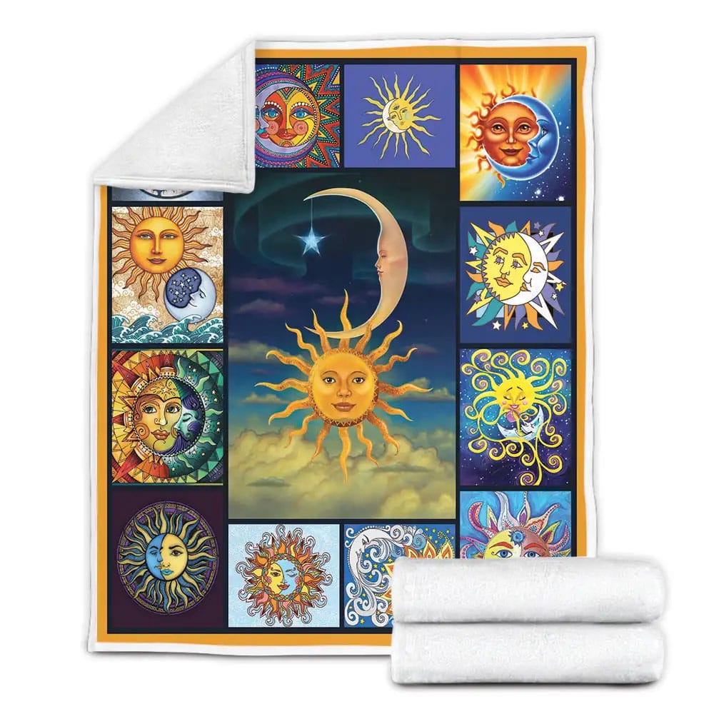 Sun And Moon Fleece Blanket Gift For Birthday Halloween Christmas