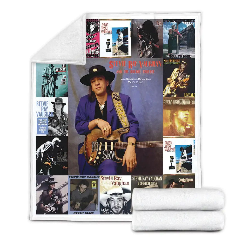 Stevie Ray Vaughan Albums Fleece Blanket Gift For Mothers Day Fathers Day