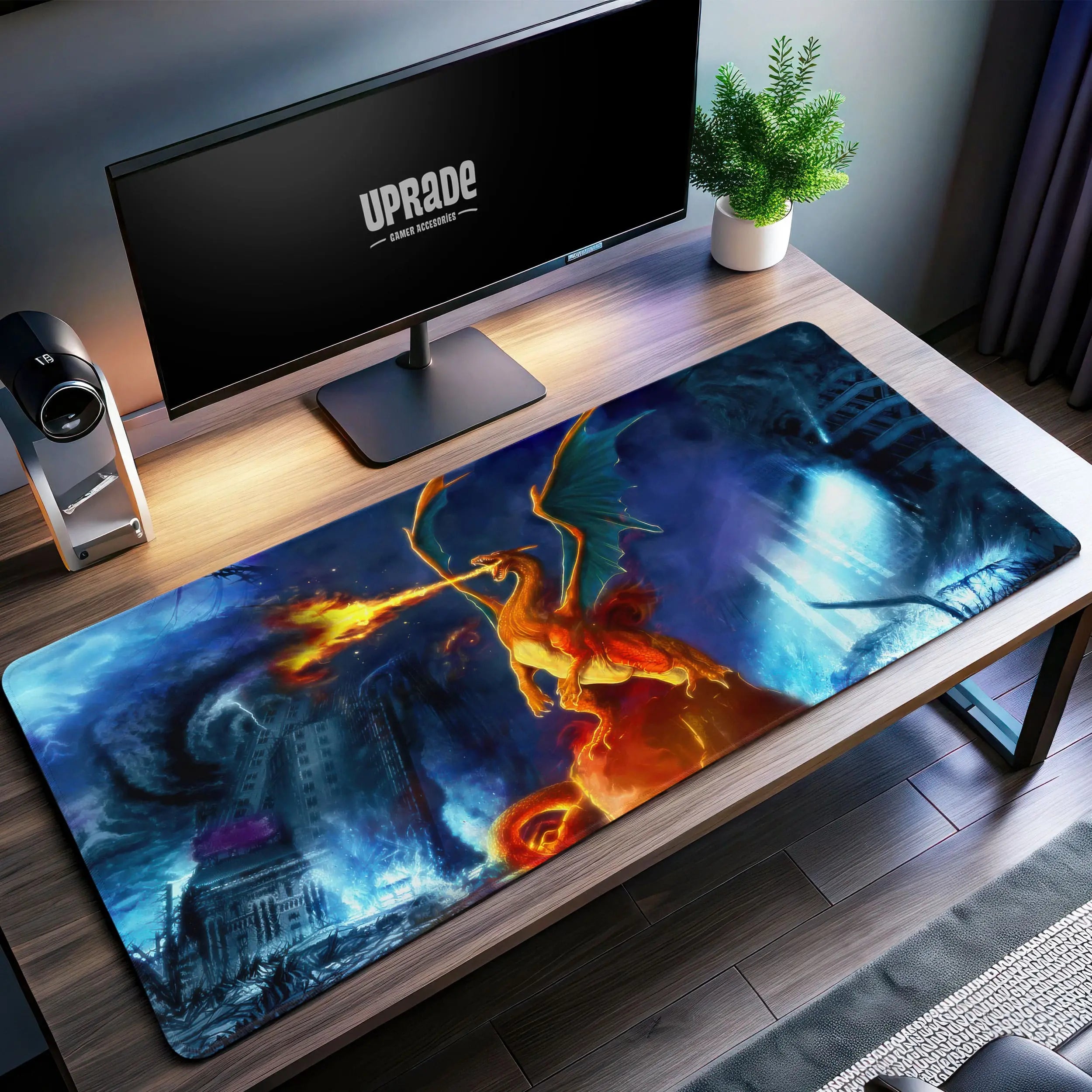 Allleftout Charizard Desk Mat, Epic Fire Dragon Mouse Pad