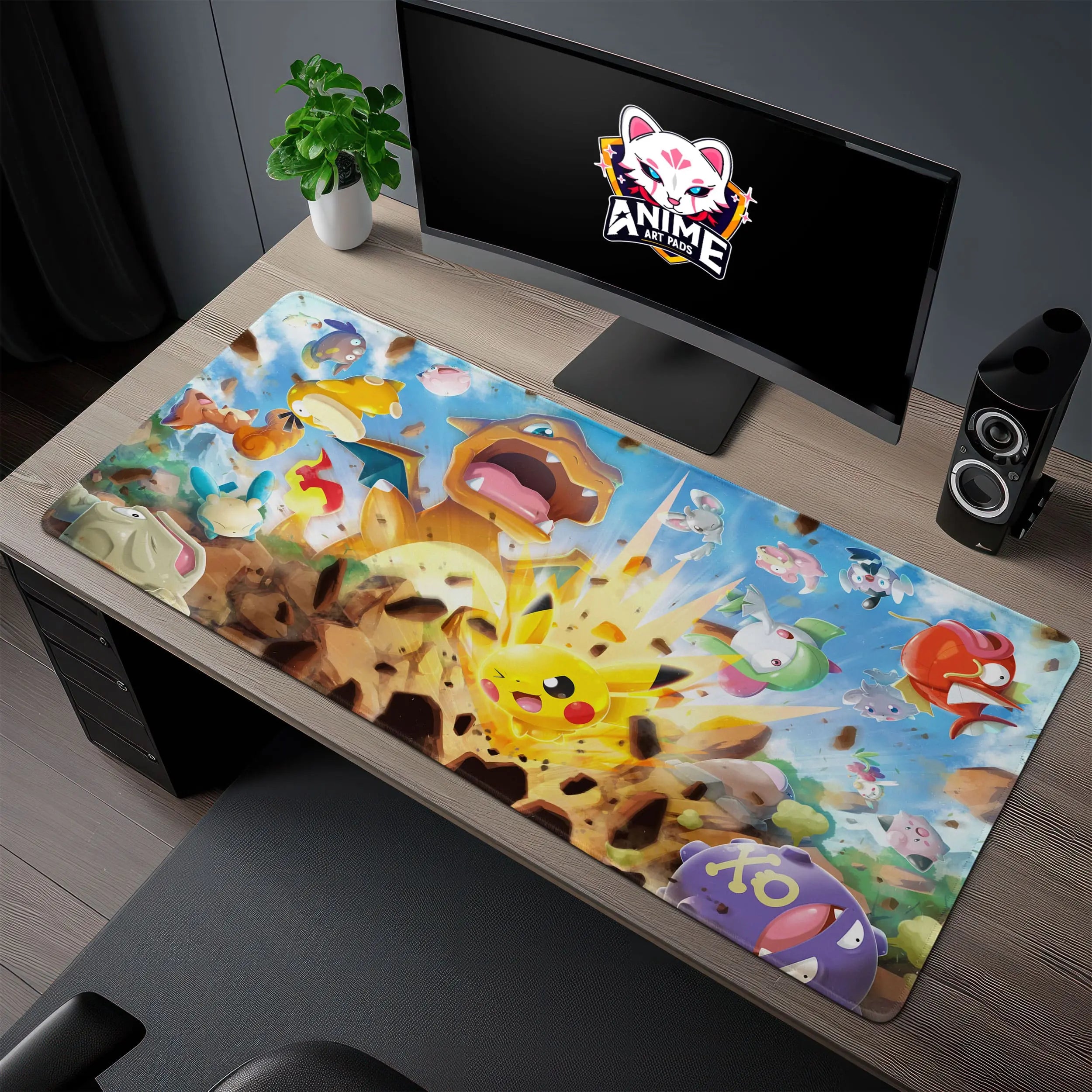 Allleftout Epic PokMon Battle Desk Mat, Pikachu And Friends Mouse Pad