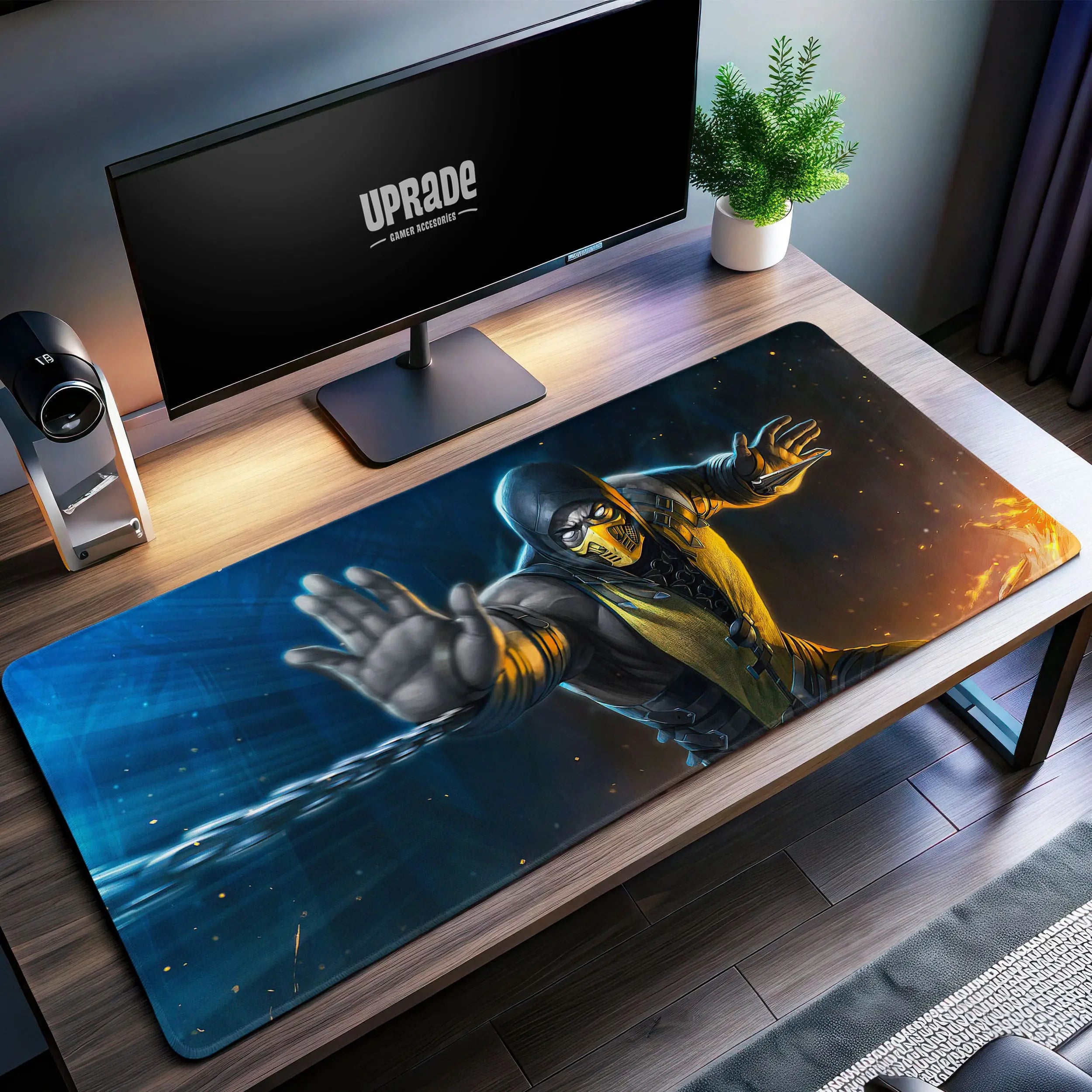 Allleftout Scorpion Mortal Kombat Desk Mat, Chain Attack Mouse Pad