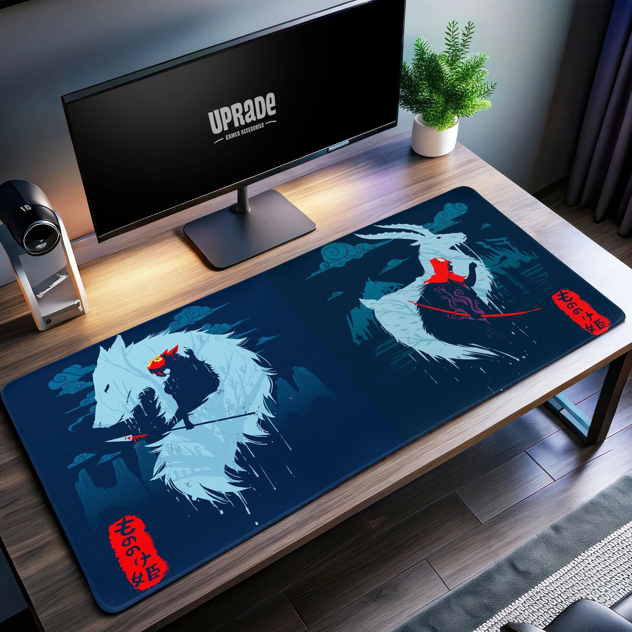 Allleftout Princess Mononoke Desk Mat, Spirit Warrior Mouse Pad