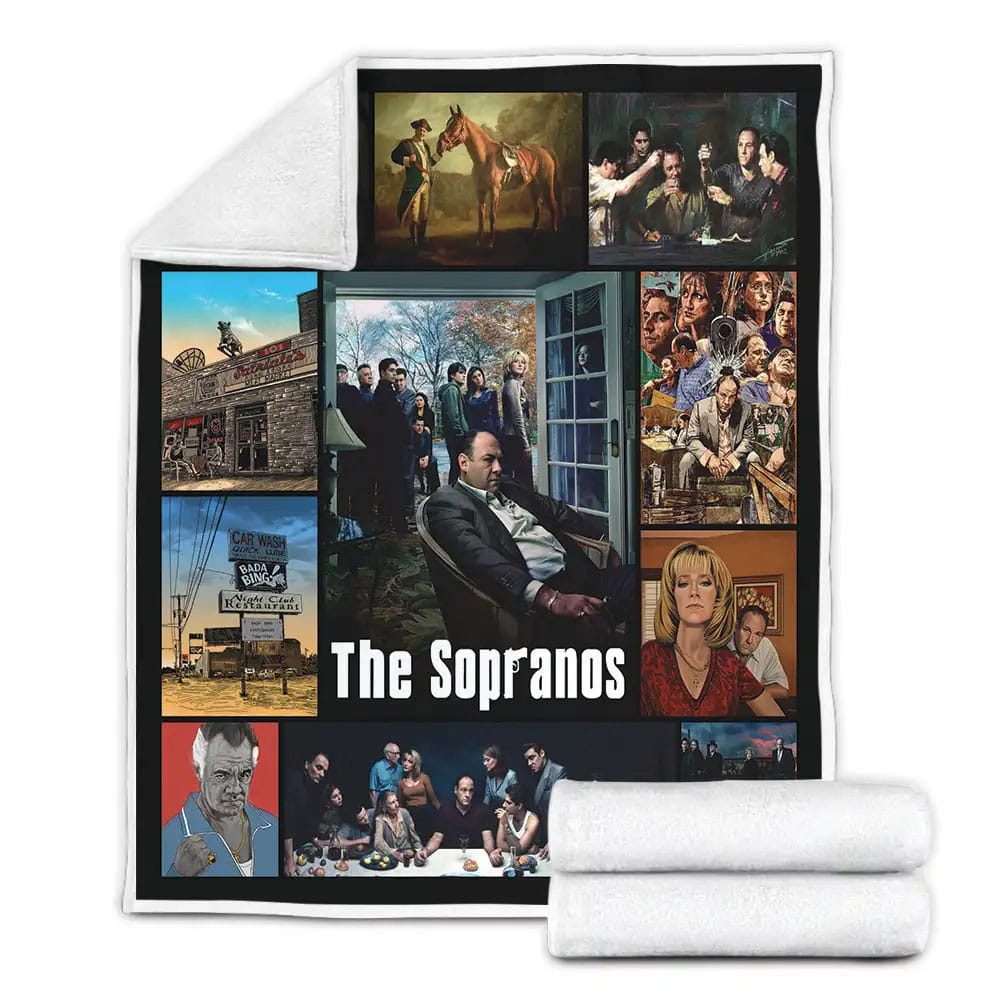 Sopranos Collage Fleece Blanket Gift For Mothers Day Fathers Day