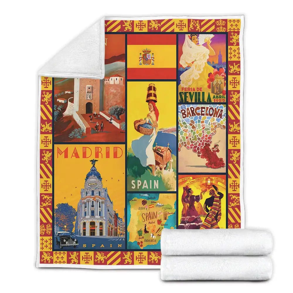 Spain Fleece Blanket Gift For Mothers Day Fathers Day