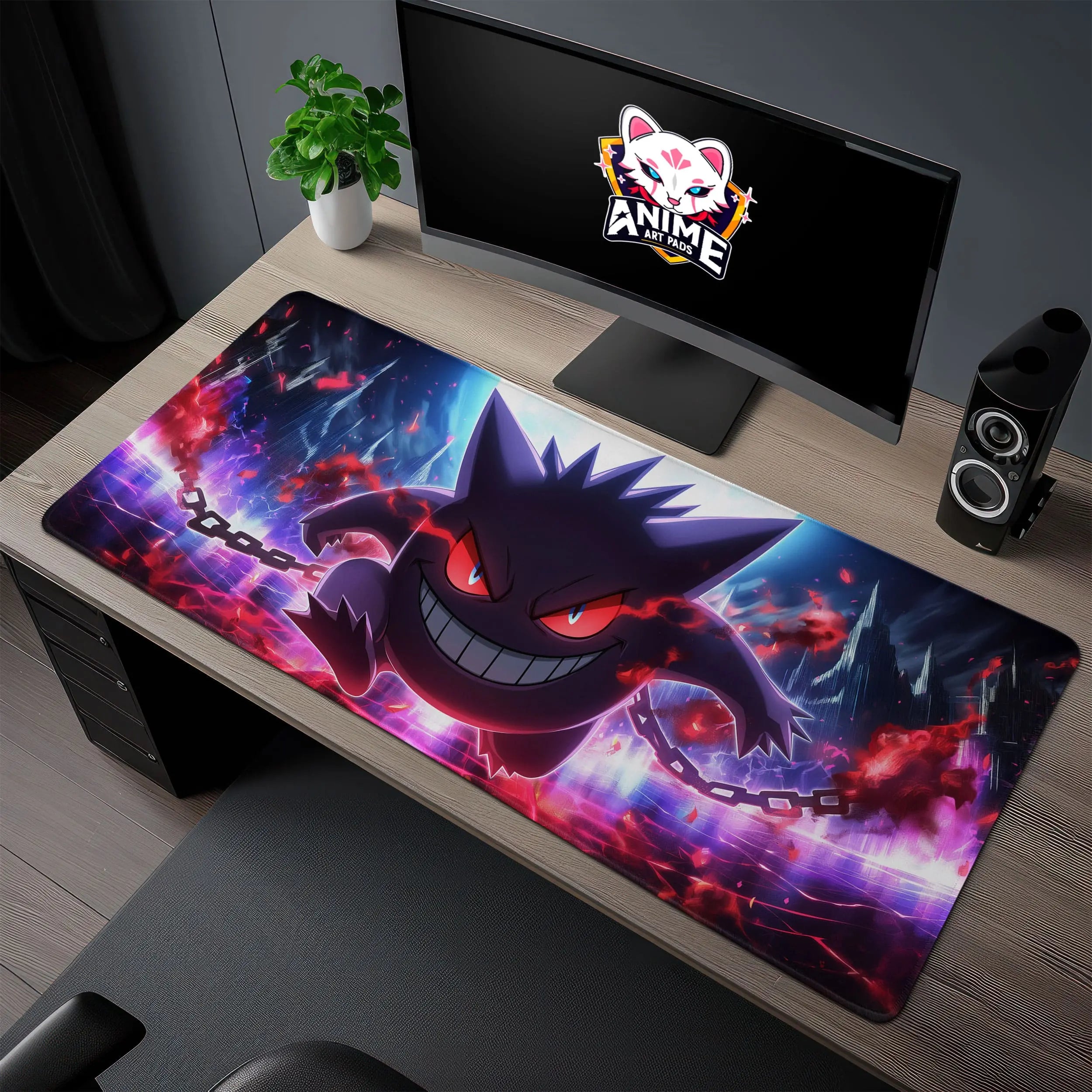 Allleftout Gengar Shadow Realm Desk Mat, Pokemon Ghost Mouse Pad