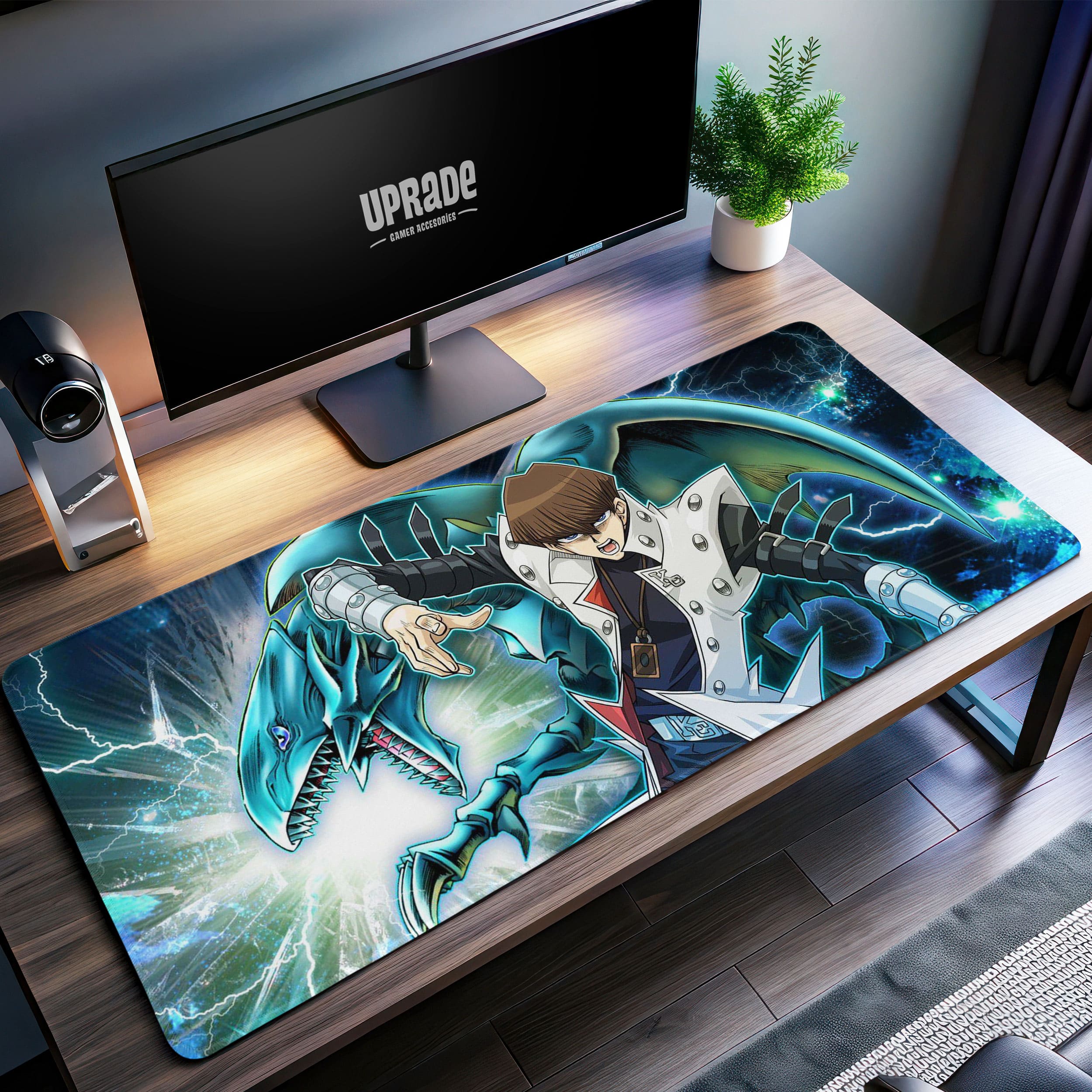 Allleftout Seto Kaiba Blue-Eyes White Dragon Desk Mat, Anime Mouse Pad