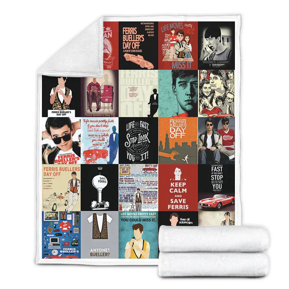 Ferris Buellers Day Off Fleece Blanket Gift For Mothers Day Fathers Day