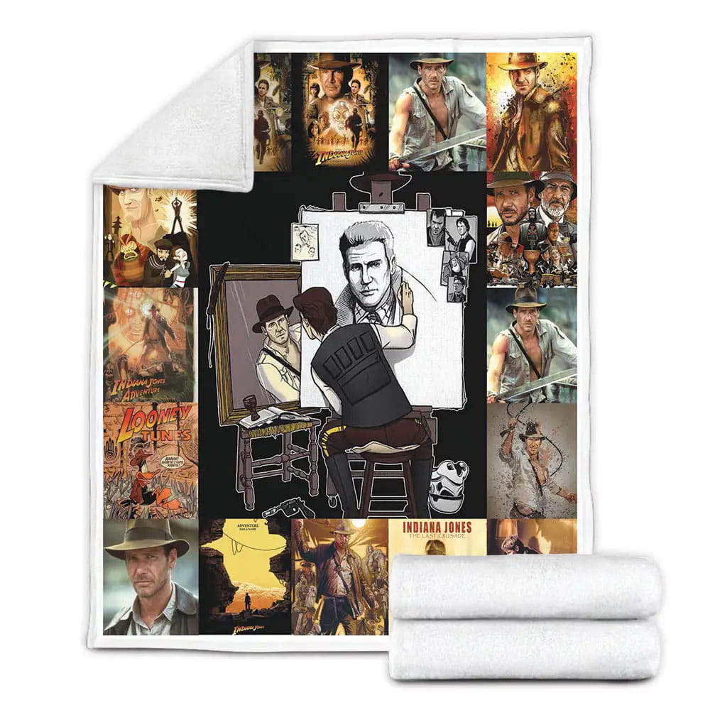 Indiana Jones Fleece Blanket Gift For Birthday Halloween Christmas