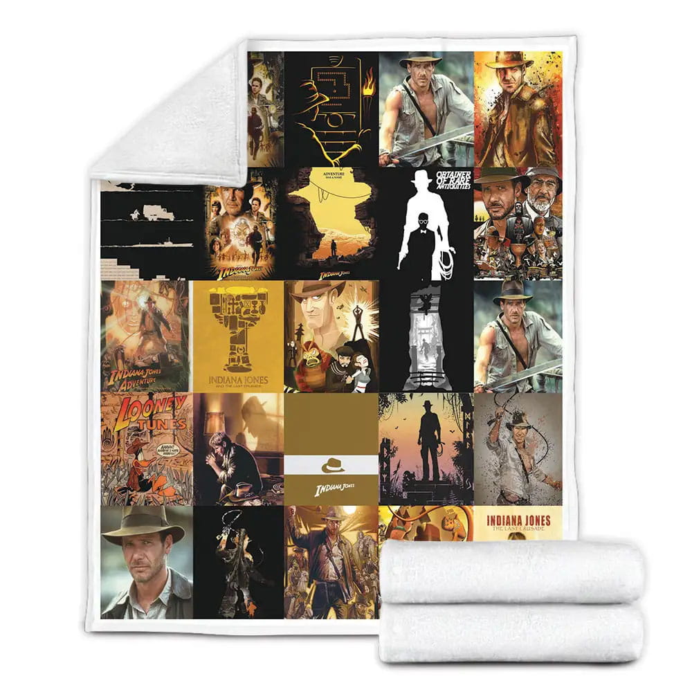 Indiana Jones Fleece Blanket Gift For Mothers Day Fathers Day