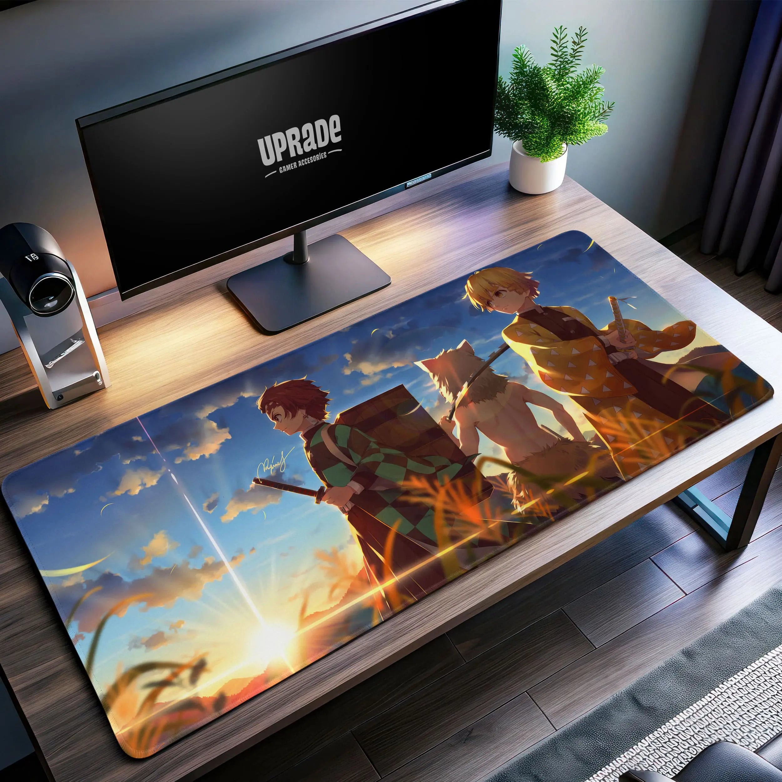 Allleftout Demon Slayer Trio Desk Mat, Tanjiro Zenitsu Inosuke Mouse Pad