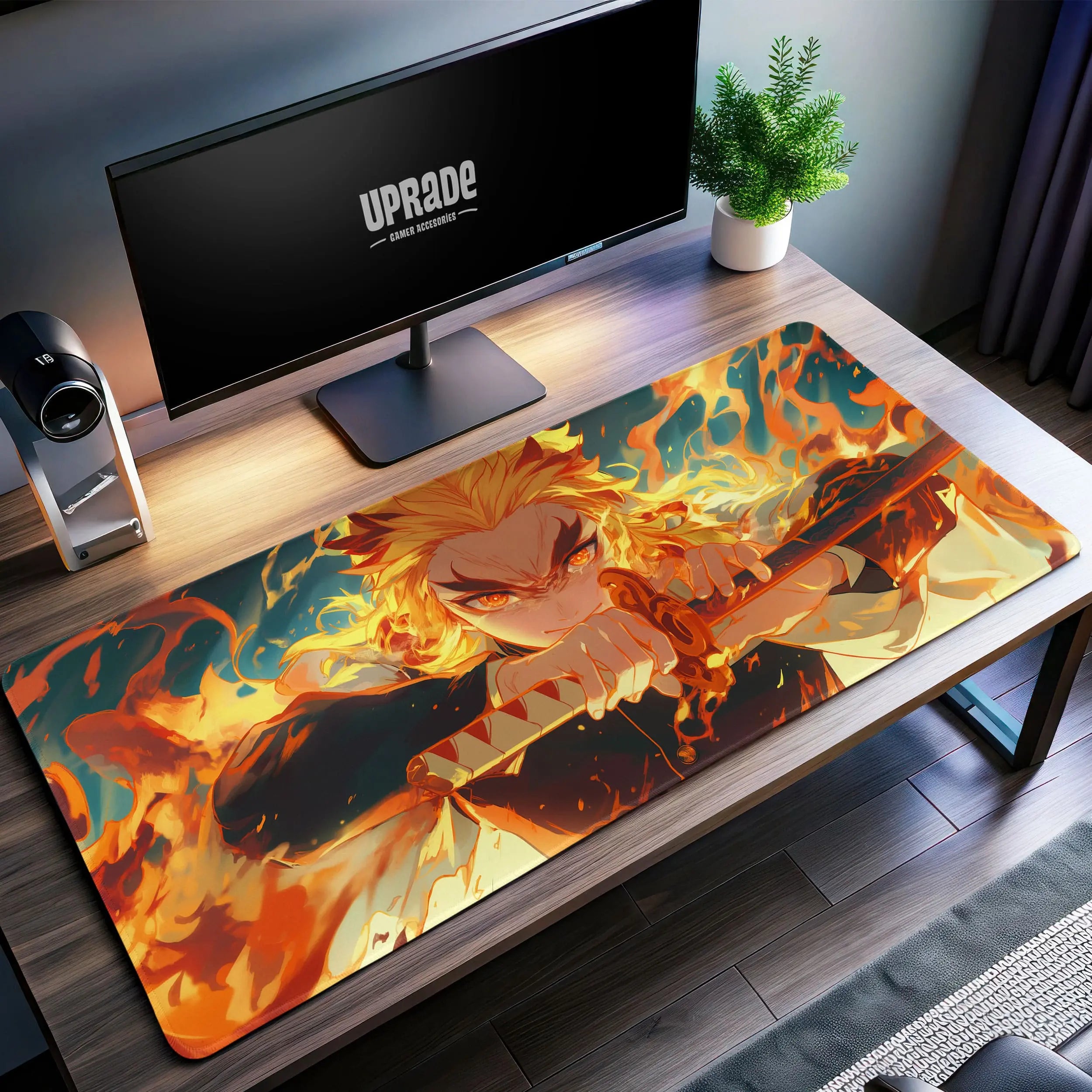 Allleftout Rengoku Demon Slayer Desk Mat, Flame Hashira Mouse Pad