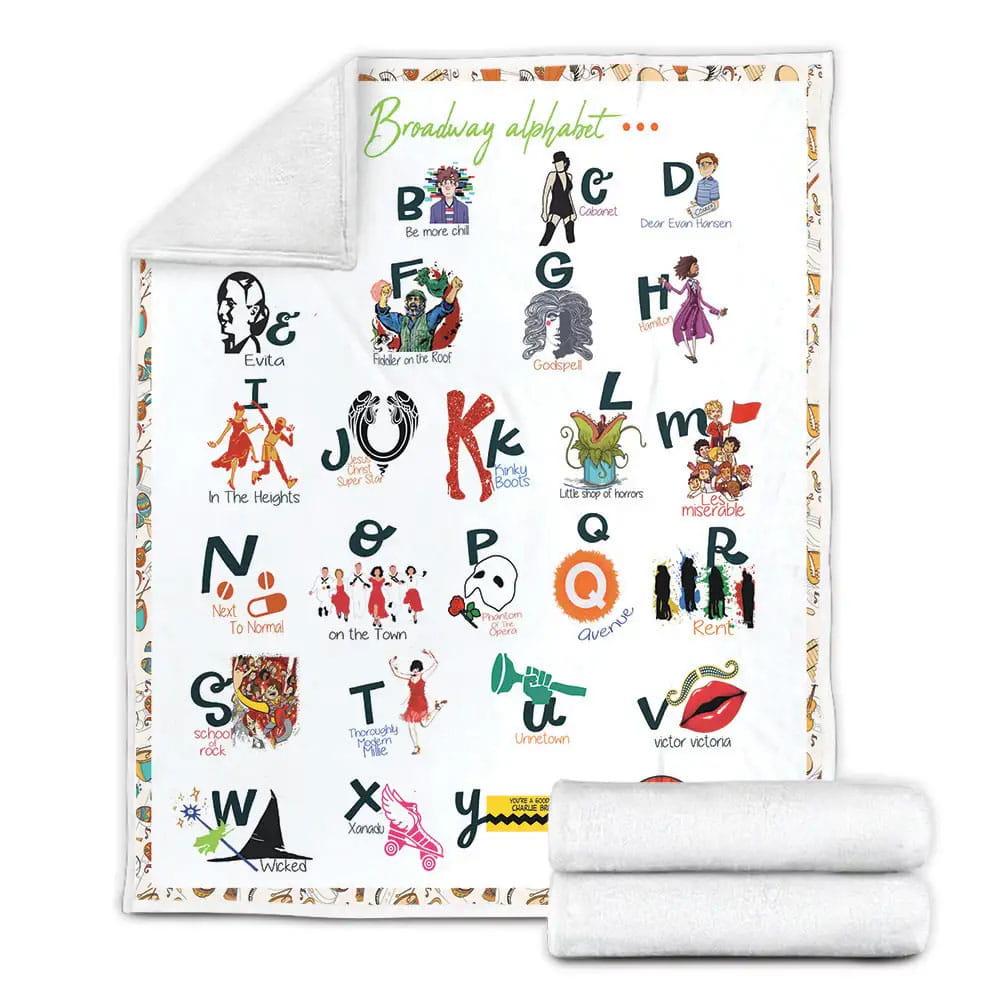 Broadway Alphabet Fleece Blanket Gift For Birthday Halloween Christmas
