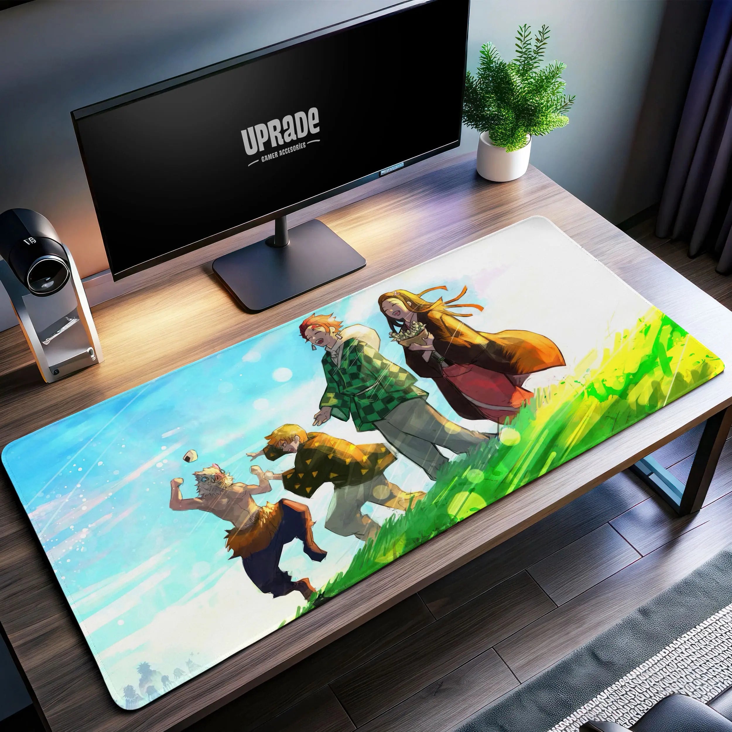 Allleftout Demon Slayer Joyful Stroll Desk Mat, Tanjiro And Friends Mouse Pad