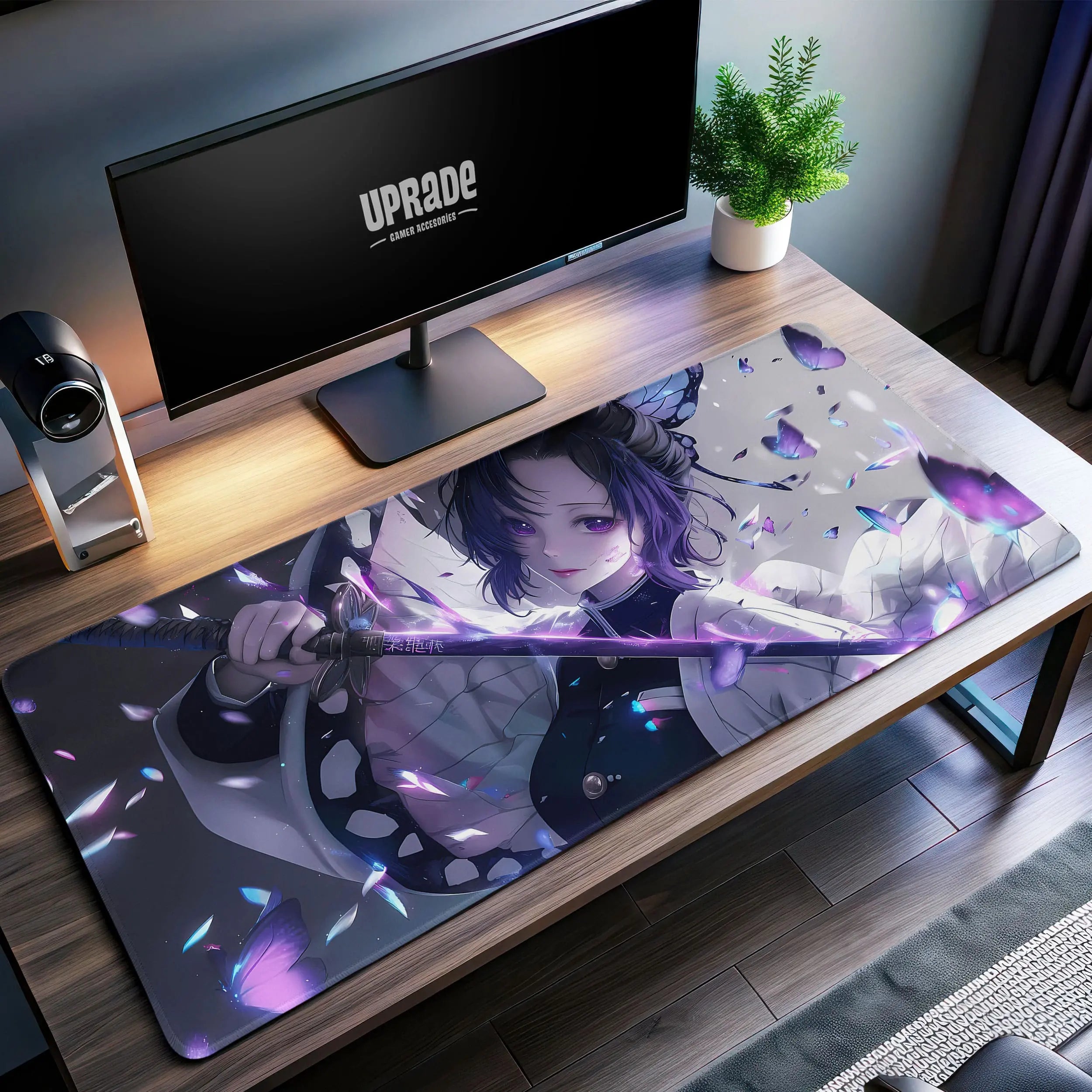 Allleftout Shinobu Kocho Butterfly Blade Desk Mat, Demon Slayer Mouse Pad