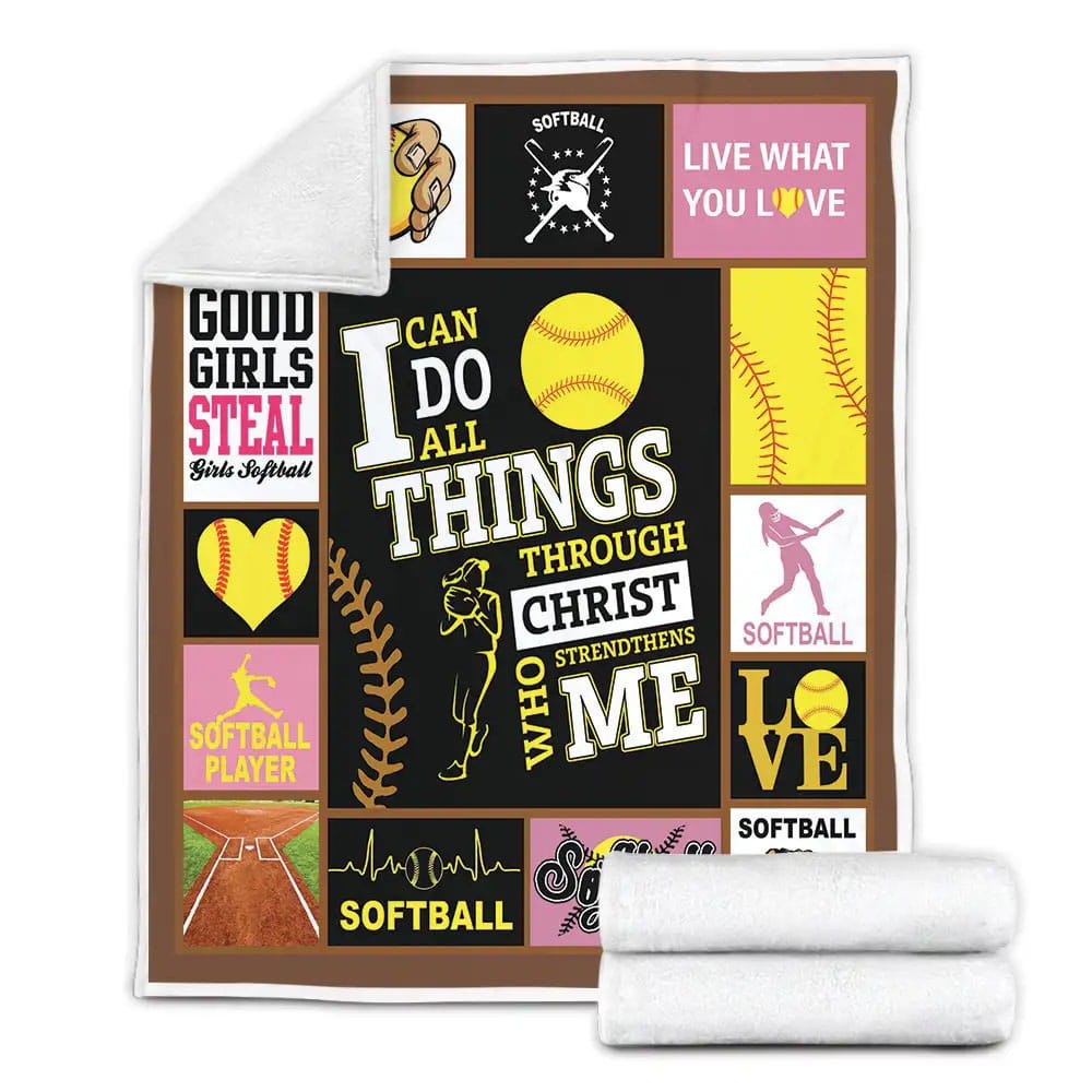Softball Live What You Love Fleece Blanket Gift For Wife Husband