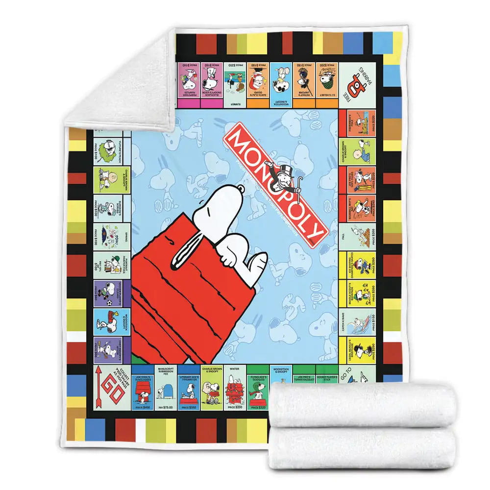 Snoopy Monopoly Game Fleece Blanket Gift For Wife Husband