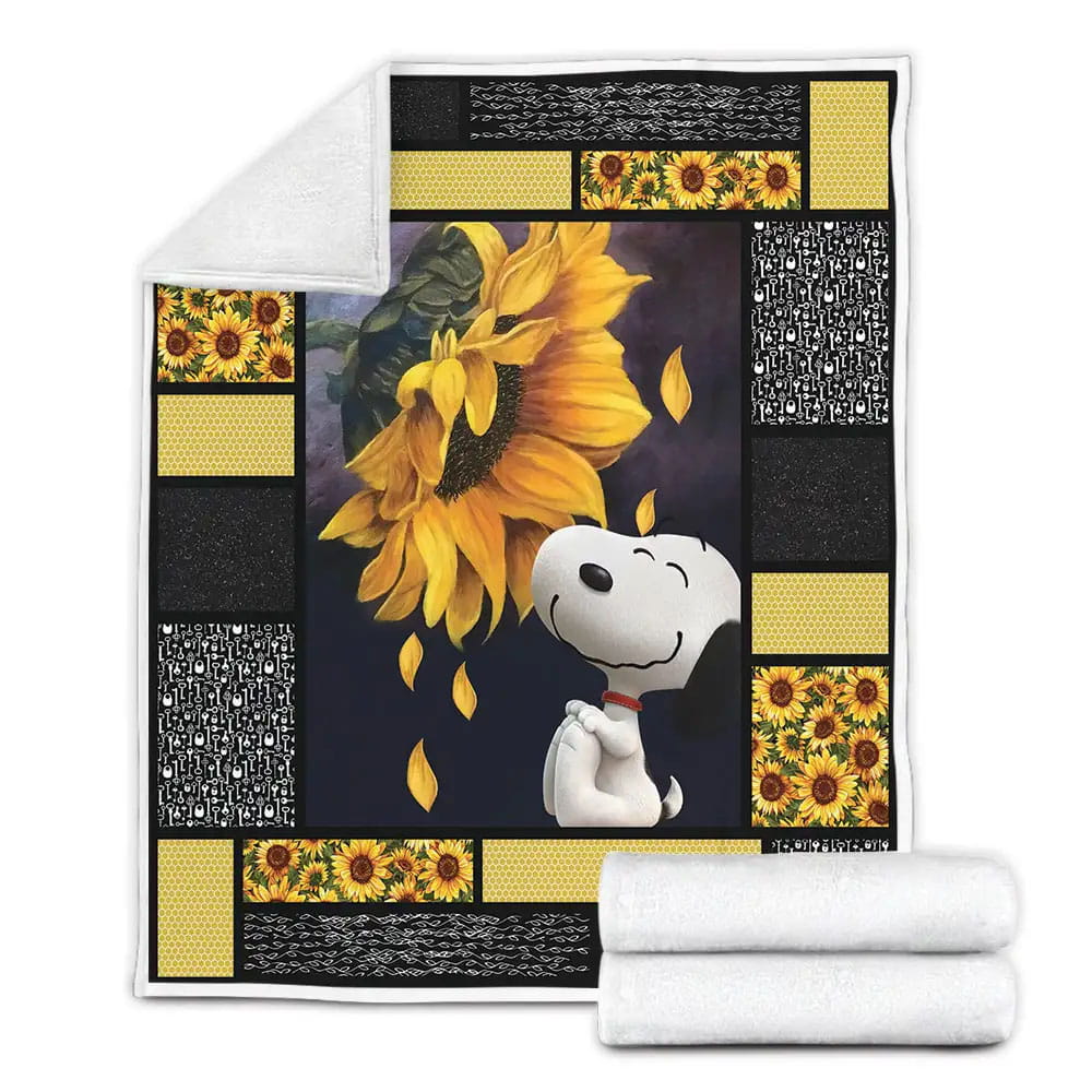Snoopy Sunflower Fleece Blanket Gift For Wife Husband