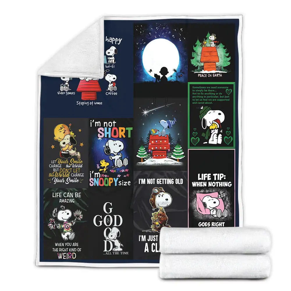 Snoopy Quotes Fleece Blanket Gift For Birthday Halloween Christmas