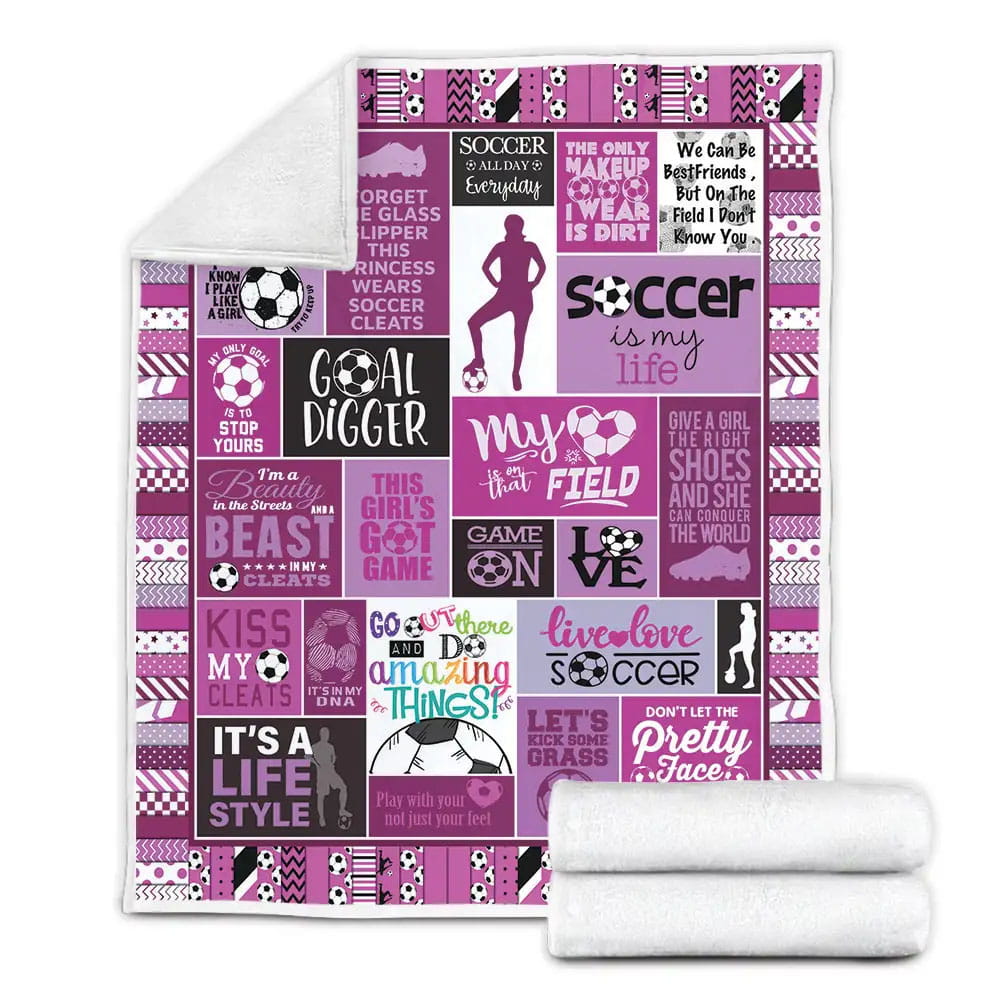Soccer Is My Life Pink Fleece Blanket Gift For Besties