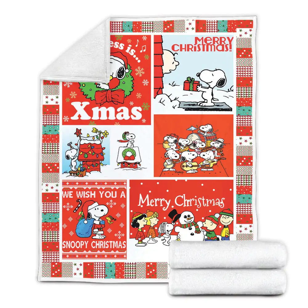 Snoopy Xmas Fleece Blanket Gift For Mothers Day Fathers Day