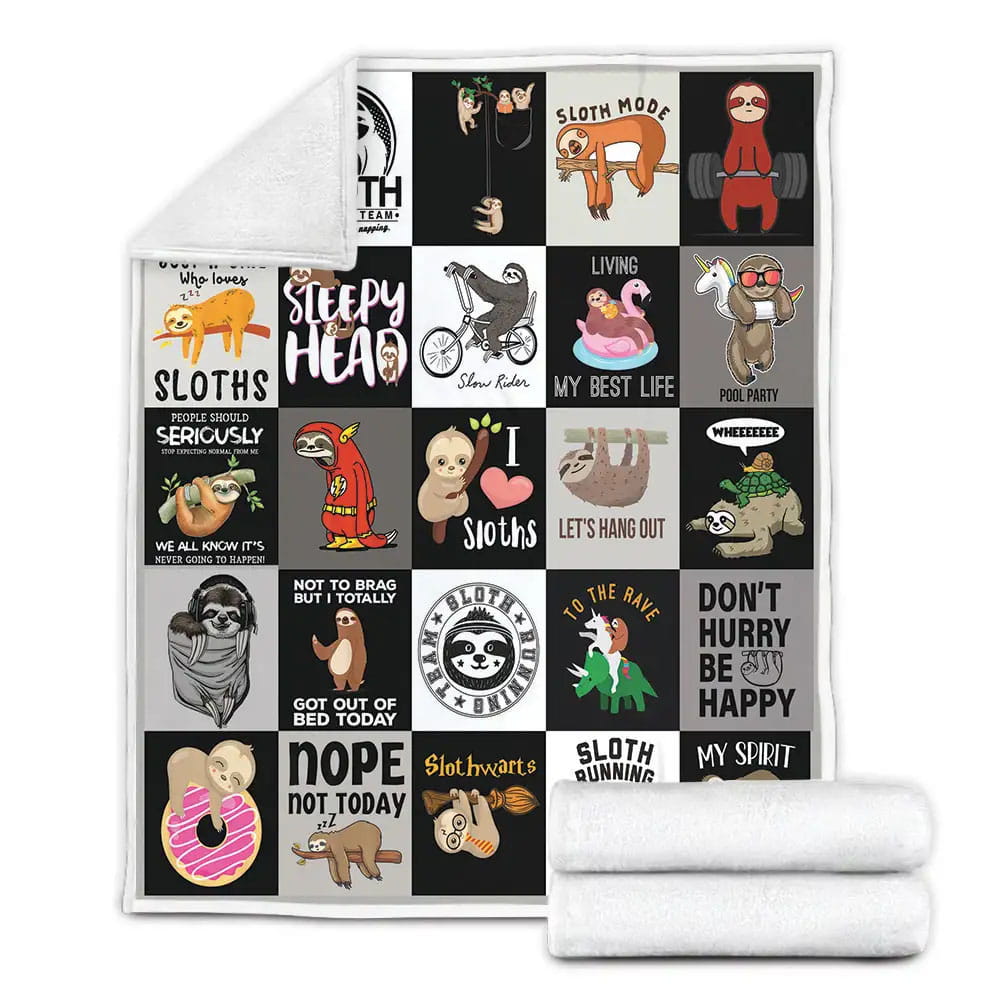 Sloth Dont Hurry Be Happy Fleece Blanket Gift For Besties