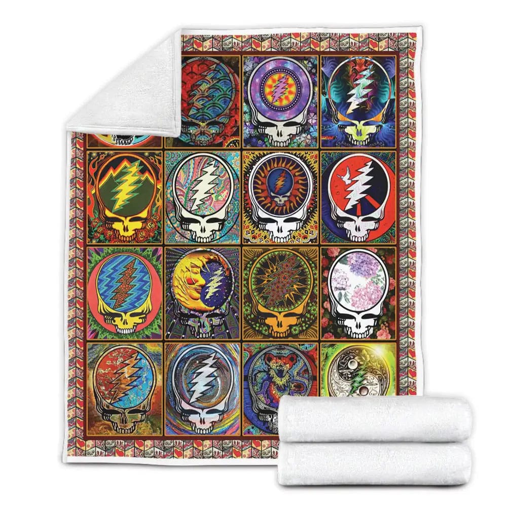 Skull Grateful Dead Steal Your Face Fleece Blanket Gift For Wife Husband
