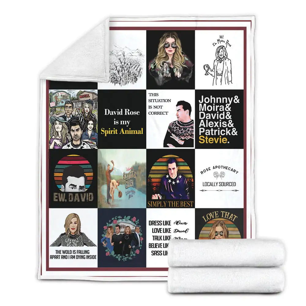 Schitts Creek Collage Fleece Blanket Gift For Birthday Halloween Christmas