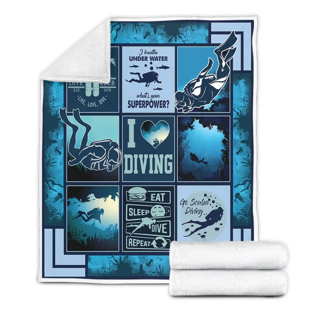 Scuba Diving I Breathe Under Water Fleece Blanket Gift For Besties