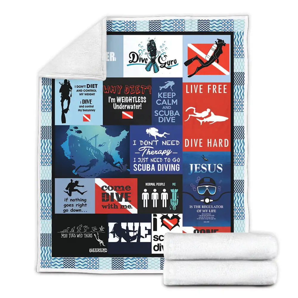 Scuba Diving Fleece Blanket Gift For Birthday Halloween Christmas
