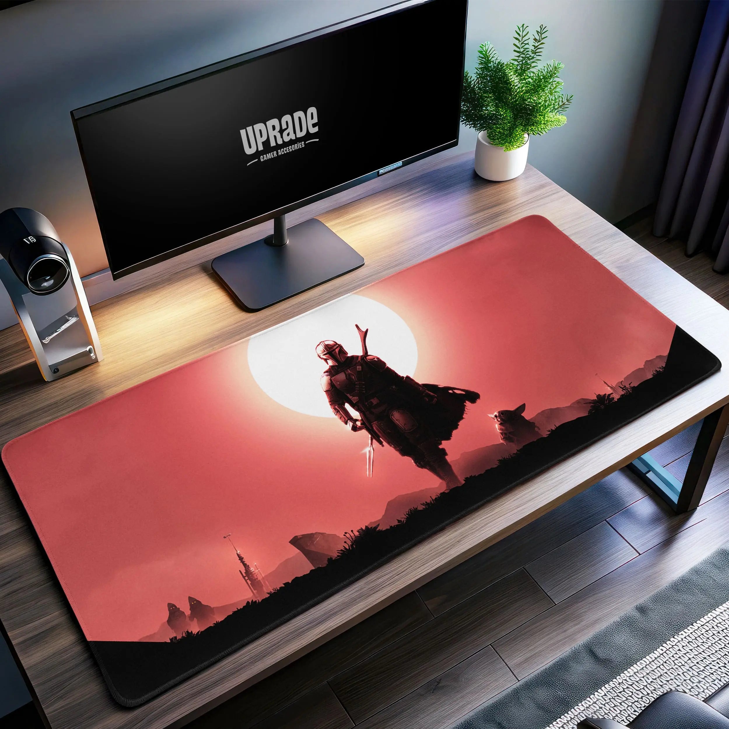Allleftout Mandalorian Sunset Desk Mat, Star Wars Mouse Pad